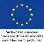 EU-flagga med text om skolmjölksstöd nedanför